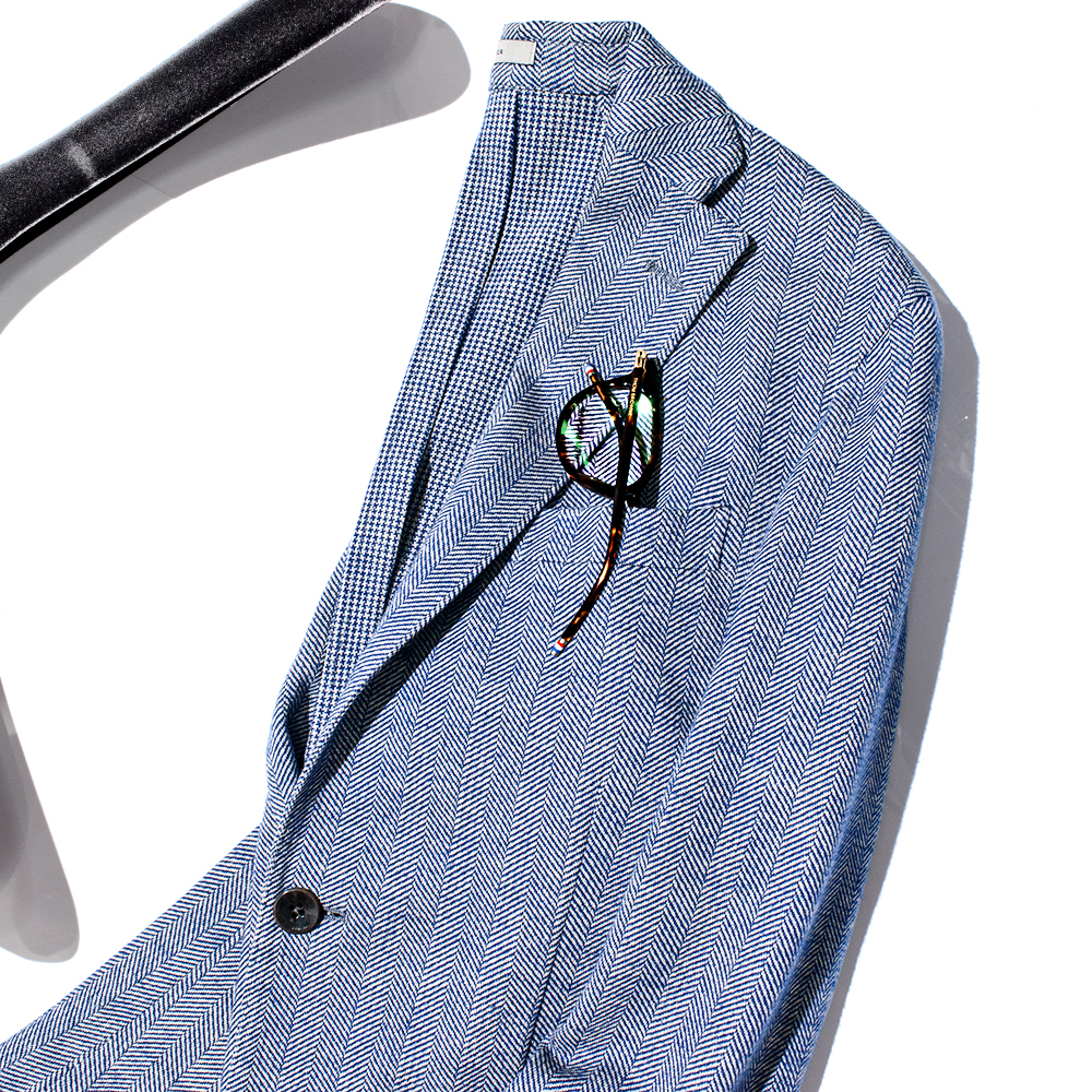 圧倒的クラス感◎!!!定価12万 ボリオリ アンコン仕立ての傑作DOVERモデル◎ ヘリンボーン 美ブルー色 本切羽仕様◎ ジャケット 44/S程_画像5
