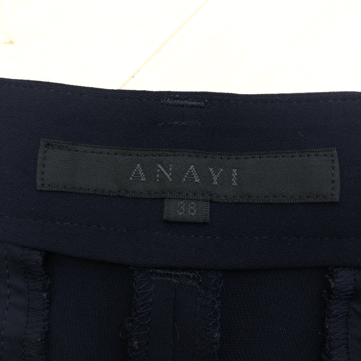 美品 ANAYI アナイ タック ワイド ガウチョパンツ 38(M) w66 濃紺 ネイビー 日本製 キュロット フレアパンツ スカーチョ レディース_画像3