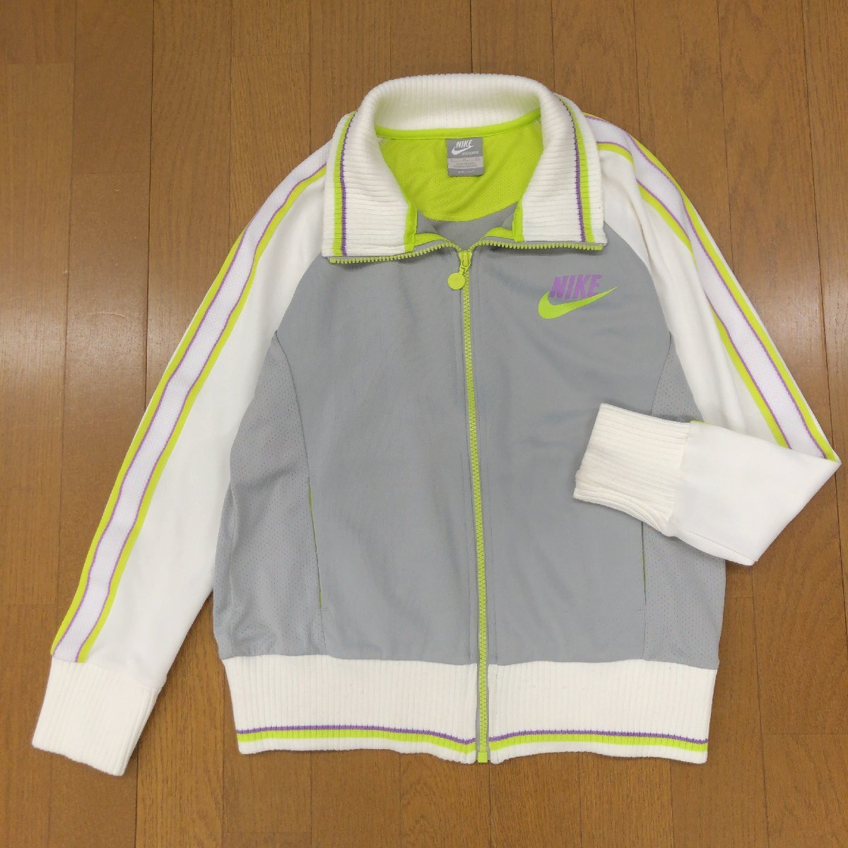 NIKE ナイキ 吸水速乾 ドライ メッシュ リブ切替 ジャージ ジャケット S トラックジャケット 羽織り トレーニング スポーツ レディース_画像1