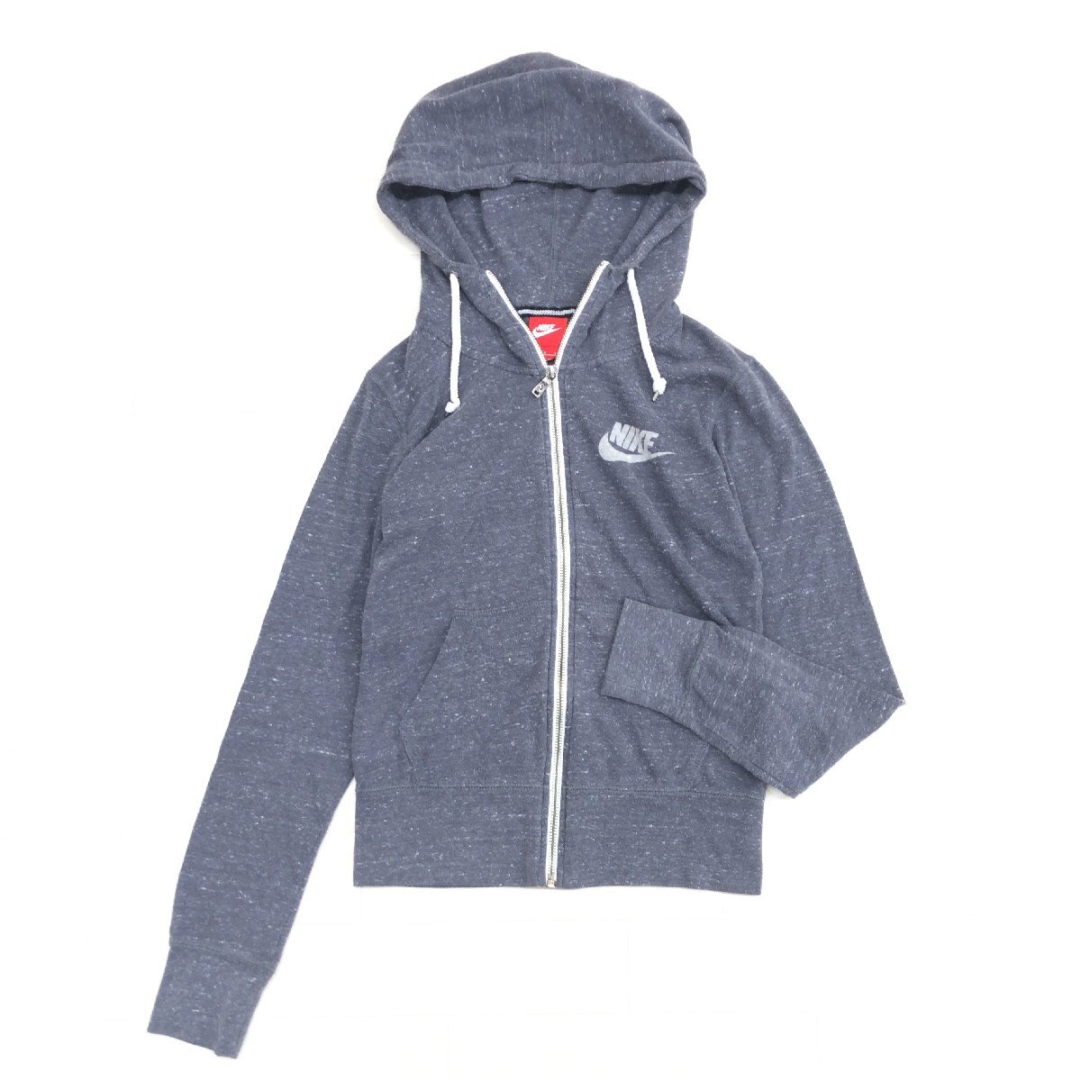 NIKE ナイキ コットン ジップアップ パーカー S グレー系 羽織り ジャケット 薄手 トレーニング スポーツ レディース 婦人_画像1