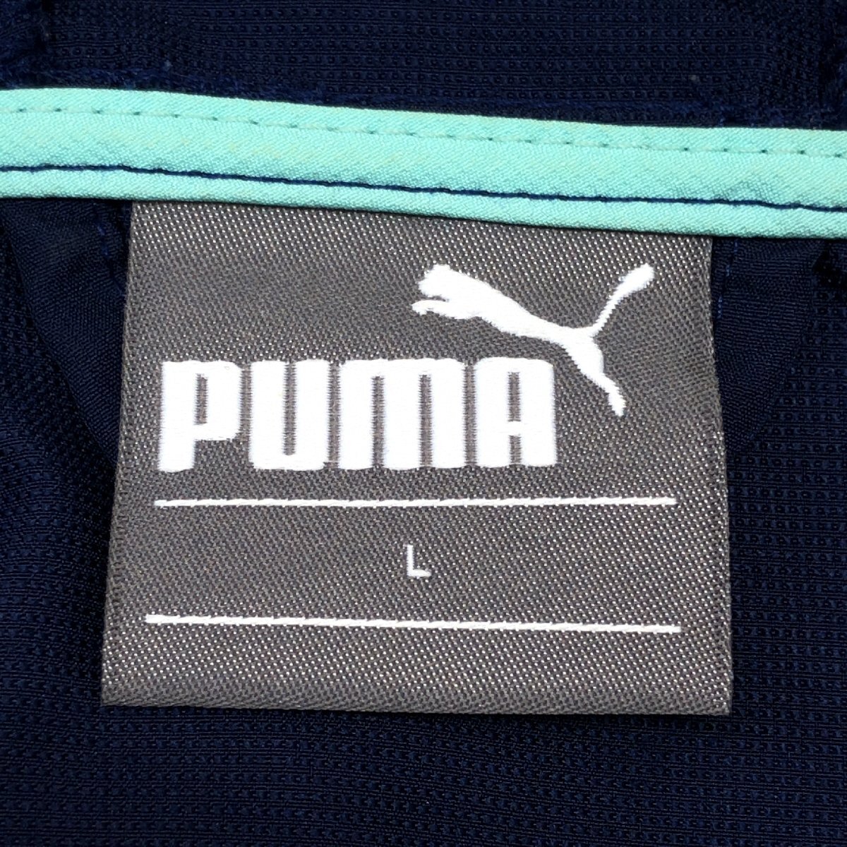 美品 PUMA プーマ DRYCELL ロゴ刺繍 フーデット ウーブン ジャケット L 濃紺 ネイビー ジャージ パーカー フーディ ブルゾン レディース_画像3