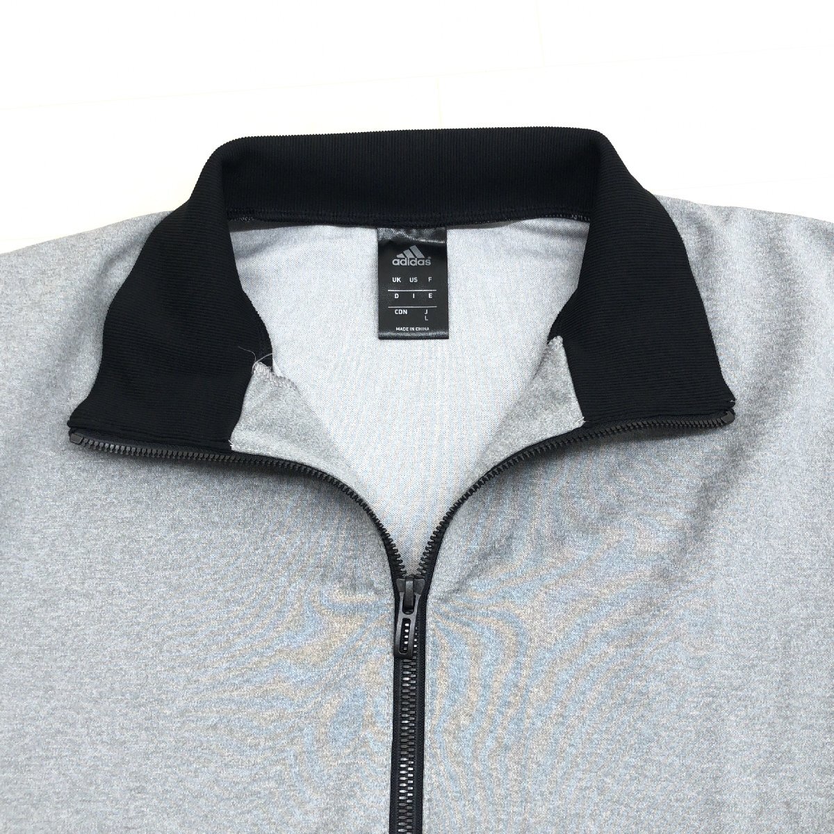●美品 adidas アディダス climalite ロゴプリント ジャージ トレーニングジャケット L グレー トラックジャケット スポーツウェア メンズ_画像6