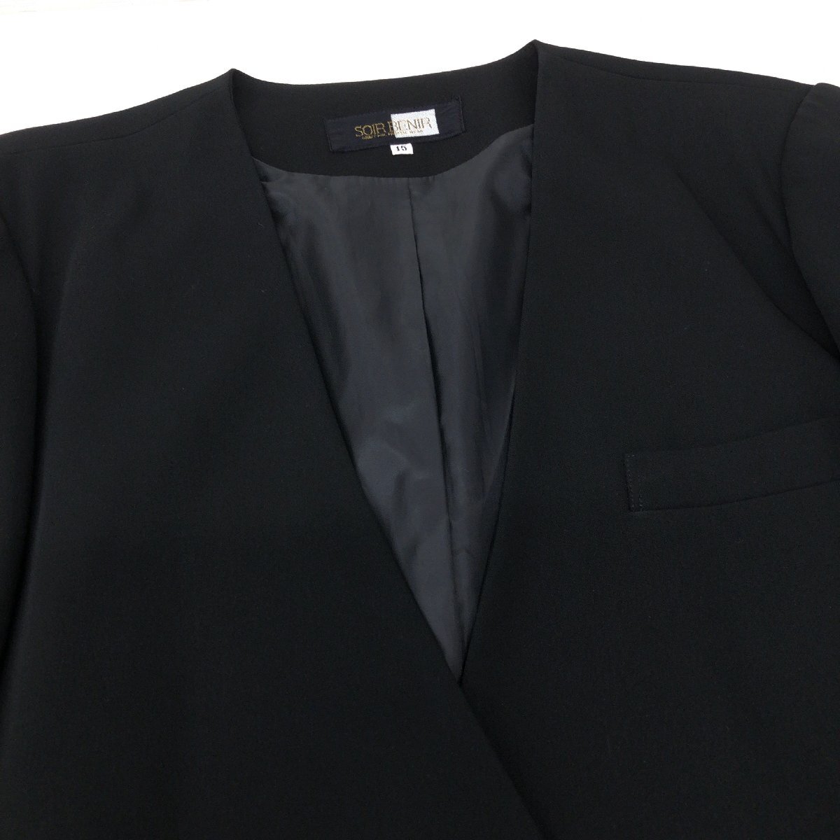 ●SOIR BENIR ソワールベニール 東京ソワール ワンピース アンサンブル フォーマルスーツ 15(2XL) 黒 喪服 禮服 ゆったり 大きい 3L 婦人