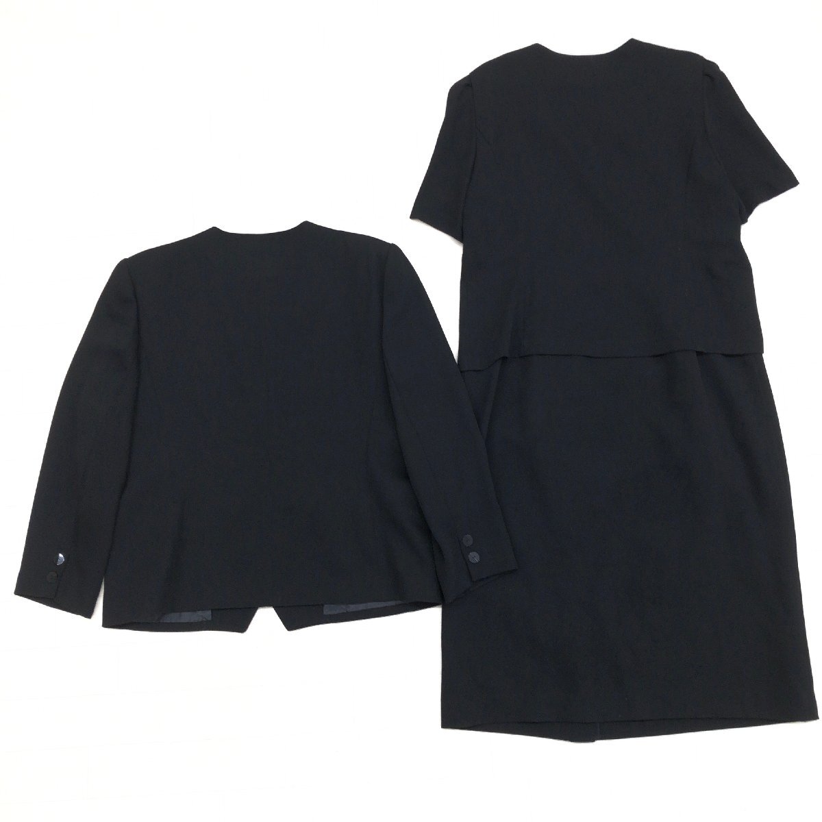 ●SOIR BENIR ソワールベニール 東京ソワール ワンピース アンサンブル フォーマルスーツ 15(2XL) 黒 喪服 禮服 ゆったり 大きい 3L 婦人