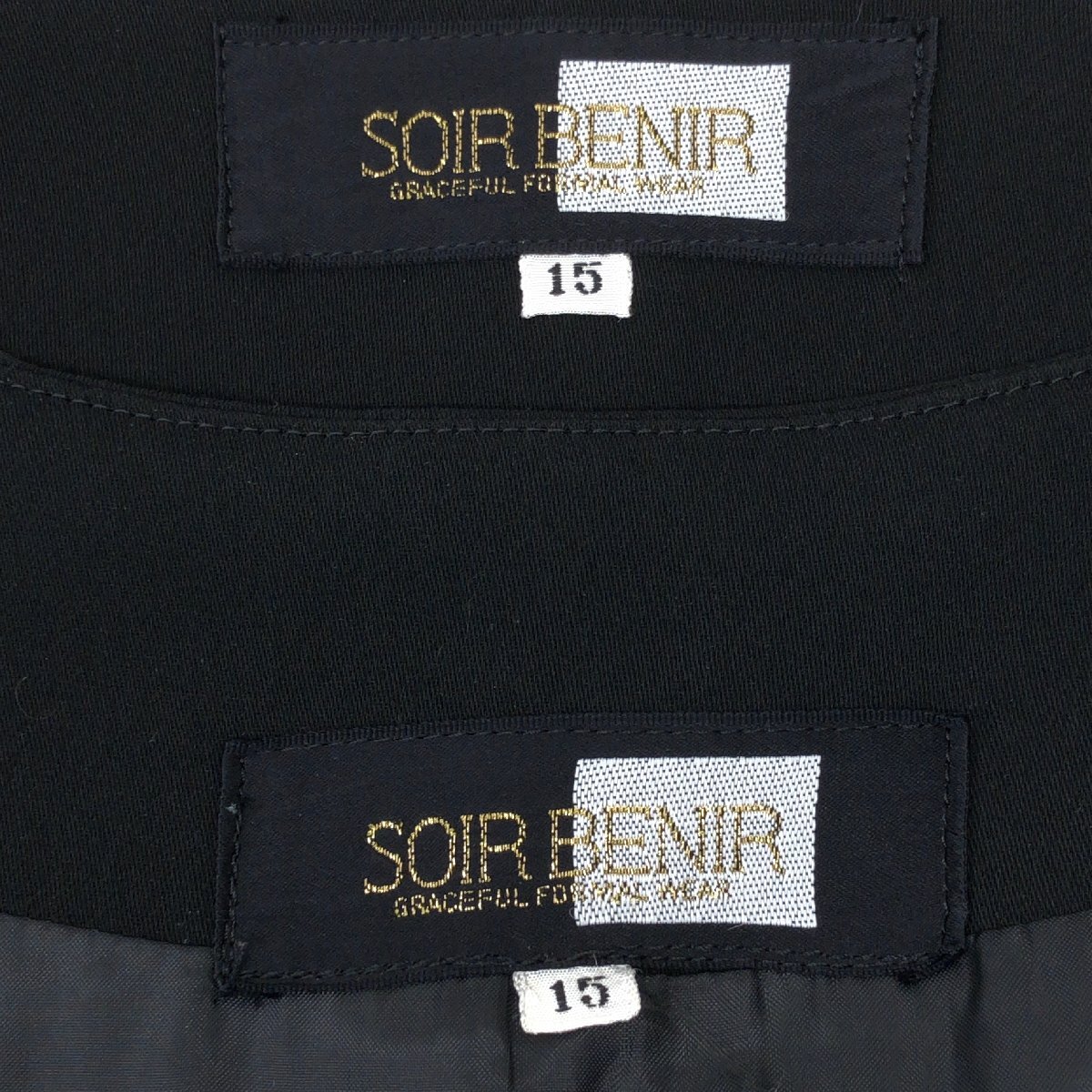 ●SOIR BENIR ソワールベニール 東京ソワール ワンピース アンサンブル フォーマルスーツ 15(2XL) 黒 喪服 禮服 ゆったり 大きい 3L 婦人