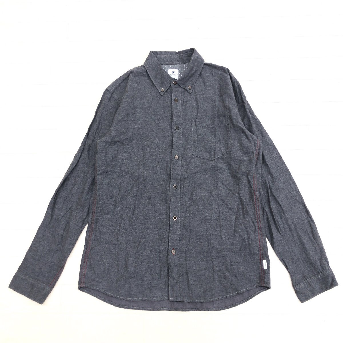 R.NEWBOLD アールニューボールド ポールスミス ステッチ コットン B.D. ネルシャツ L ダークグレー 長(zhǎng)袖 カジュアル Paul Smith メンズ