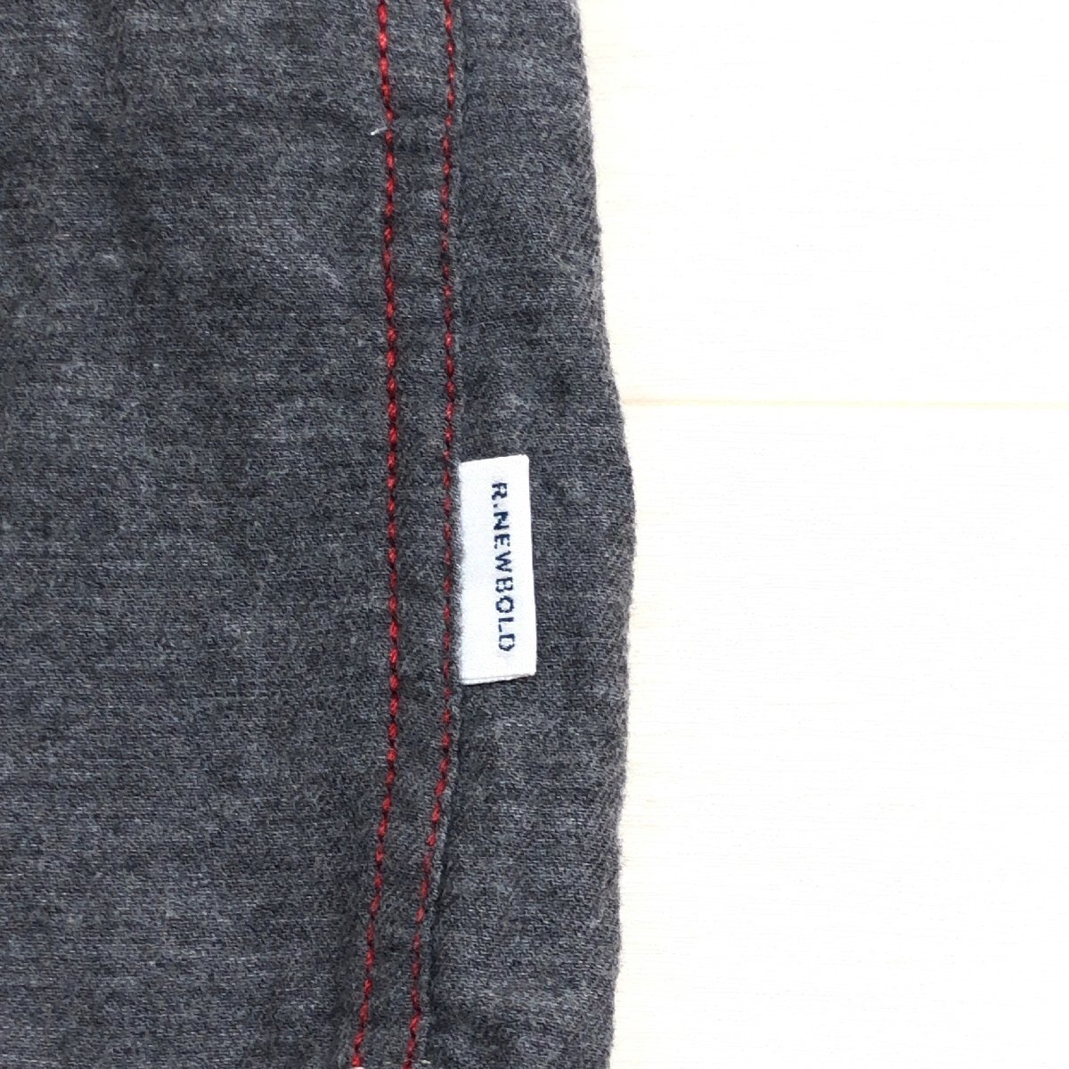 R.NEWBOLD アールニューボールド ポールスミス ステッチ コットン B.D. ネルシャツ L ダークグレー 長(zhǎng)袖 カジュアル Paul Smith メンズ