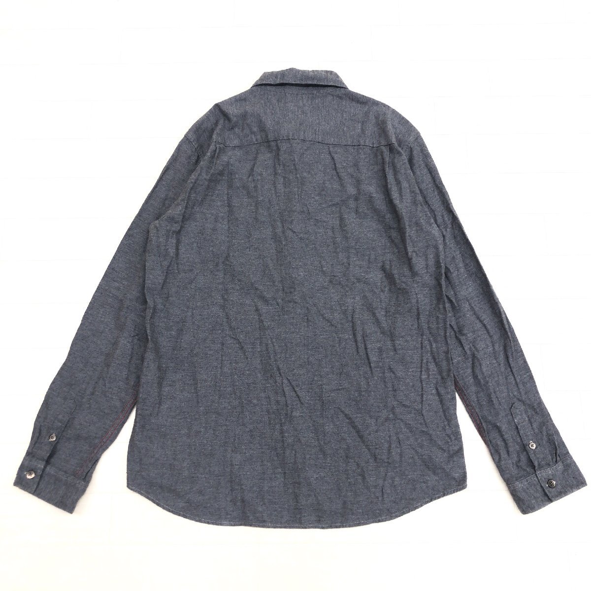 R.NEWBOLD アールニューボールド ポールスミス ステッチ コットン B.D. ネルシャツ L ダークグレー 長(zhǎng)袖 カジュアル Paul Smith メンズ