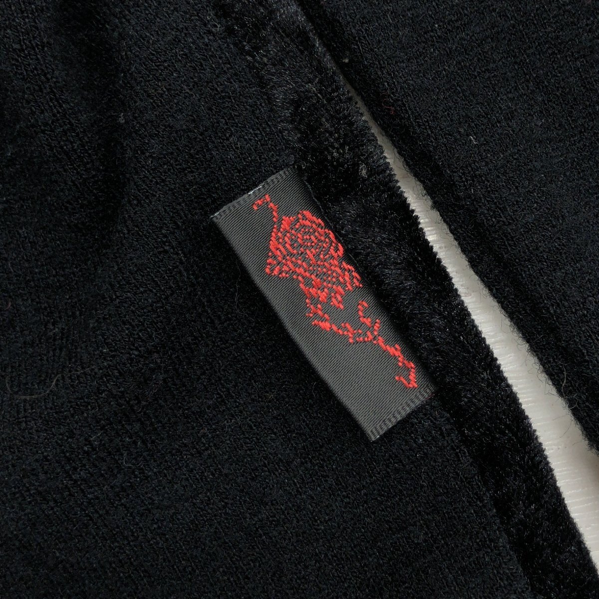 ●Ozz On オッズオン ベロア切替 ニット フリル レース カットソー F 黒 ブラック 編み上げ カットソー 長(zhǎng)袖 y2k archive グランジ パンク