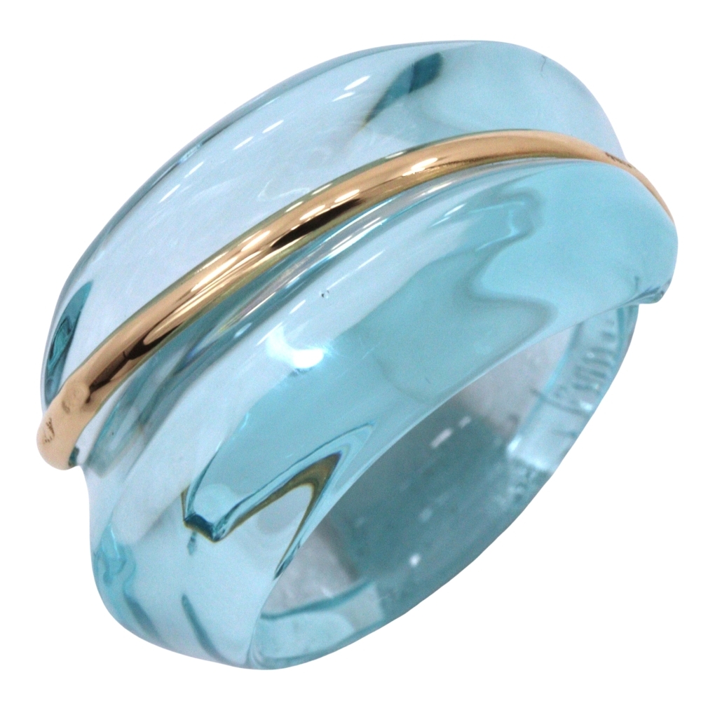 Baccarat バカラ コキアージュ リング・指輪 K18YG×クリスタル 9号 水色 約6.9g レディース【I130325089】中古