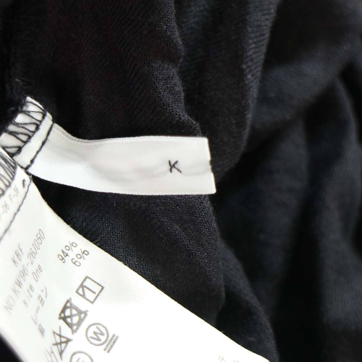 KBF ケービーエフ 春夏★ レーヨン 麻 ロング マキシ丈 スモック ワンピース Sz.One レディース 黒_画像5