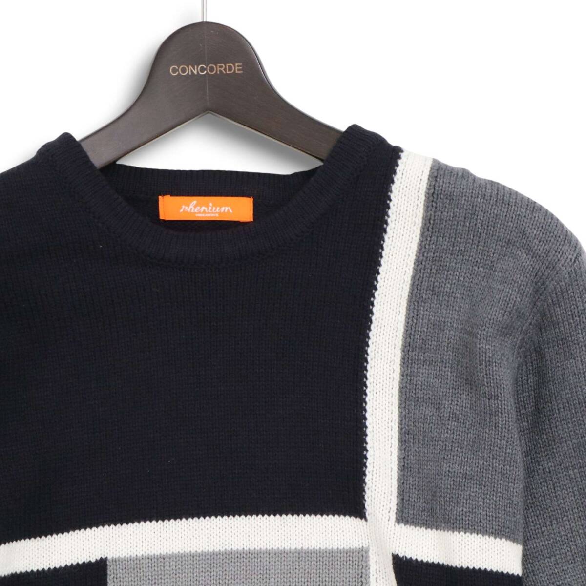 rhenium HIDEAWAYS NICOLE ハイダウェイ ニコル 秋冬 ウール混★ カラーブロック ニット セーター Sz.46 メンズ_画像2