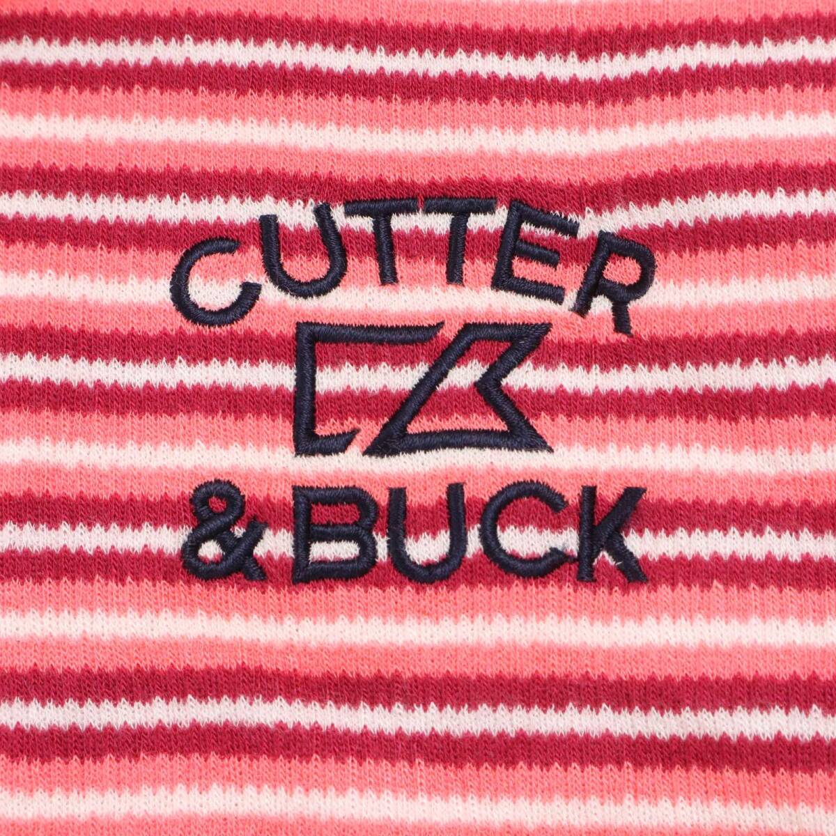 CUTTER&BUCK カッター&バック ゴルフ 秋冬 ロゴ★ 長袖 ボーダー ニット ポロシャツ Sz.L メンズ_画像4