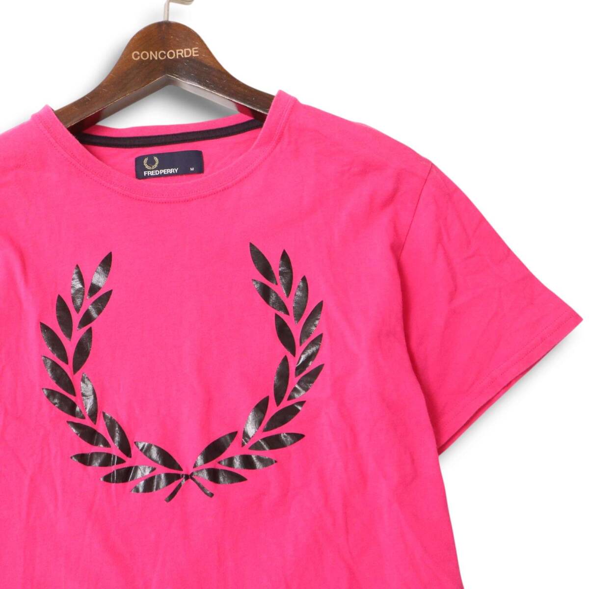 FRED PERRY Fred Perry весна лето Logo принт * короткий рукав футболка cut and sewn Sz.M мужской 