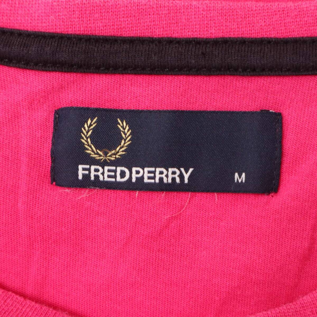FRED PERRY Fred Perry весна лето Logo принт * короткий рукав футболка cut and sewn Sz.M мужской 