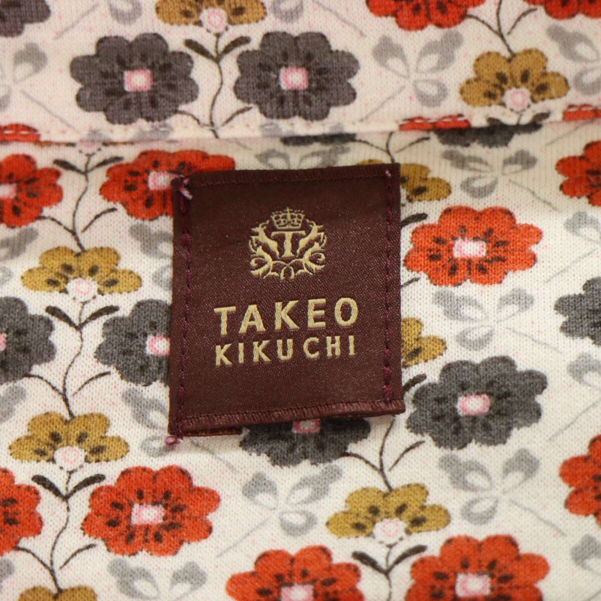 TAKEO KIKUCHI タケオキクチ 春夏★ 裏地花柄 チェック ポロシャツ Sz.3 メンズ_画像5