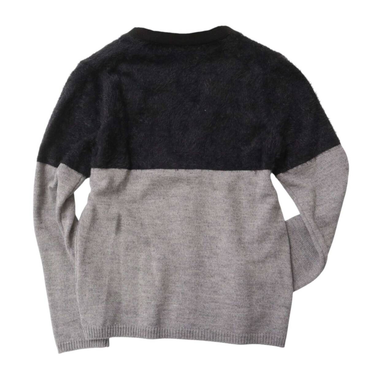 MEN'S MELROSE メンズメルローズ 秋冬 ウール混★ バイカラー フェザーヤーン ニット カーディガン 羽織り Sz.3 メンズ_画像4