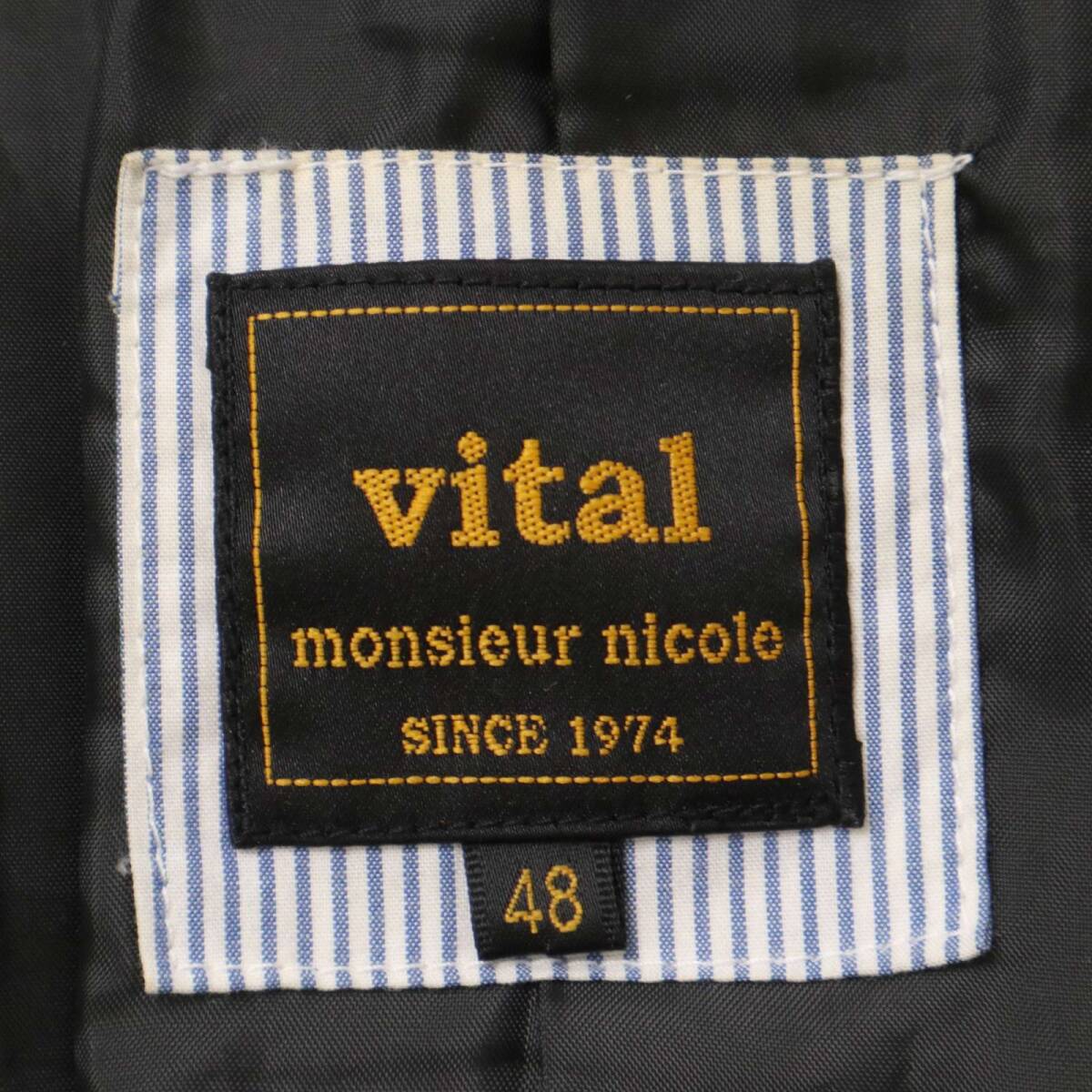 vital MONSIEUR NICOLE ムッシュ ニコル 秋冬 ウール★ 長袖 ワーク シャツ ジャケット Sz.48　メンズ グレー_画像6