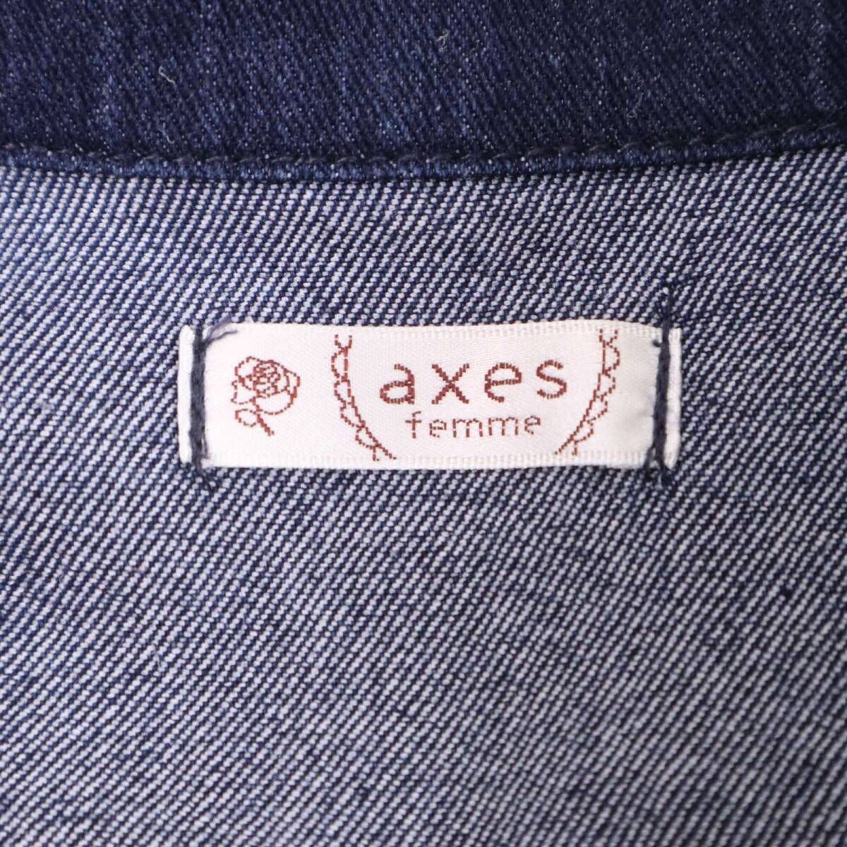 axes femme アクシーズファム 花柄 フラワー刺繍♪ フリル レース ショート丈 Gジャン デニム ジャケット Sz.M レディース_画像6