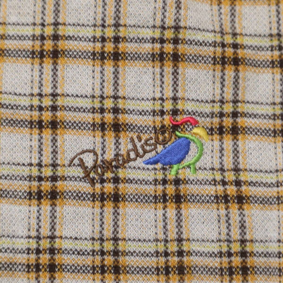 Paradiso パラディーゾ ゴルフ 通年★ ロゴ刺繍 長袖 ボタンダウン チェック ポロシャツ Sz.LL メンズ 大きいサイズ 日本製_画像5