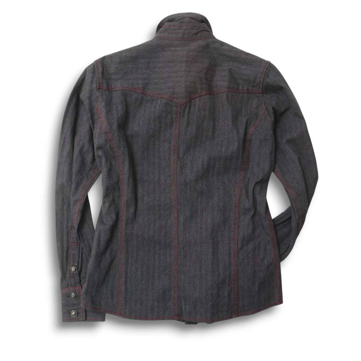 A.S.M アトリエサブ メン 通年 ヘリンボーン柄★ 長袖 ウエスタン シャツ Sz.50 メンズ 灰 グレー ASM_画像4