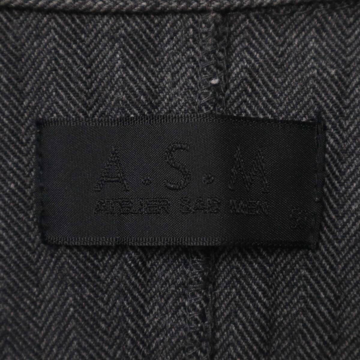 A.S.M アトリエサブ メン 通年 ヘリンボーン柄★ 長袖 ウエスタン シャツ Sz.50 メンズ 灰 グレー ASM_画像5