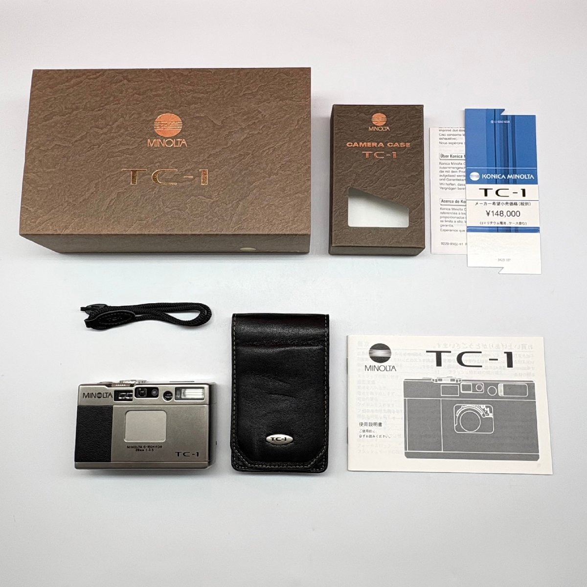 ■09 MINOLTA TC-1 G-ROKKOR 28mm F3.5 コンパクトフィルムカメラ 元箱 動作確認(rèn)済 1円スタート ミノルタ