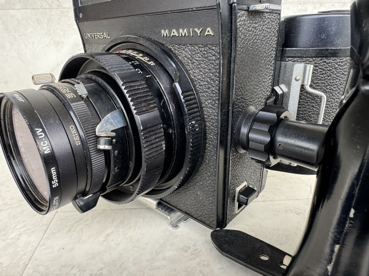 a1666★ Mamiya Universal マミヤ フィルムカメラ MAMIYA SEKOR 100mm 1:3.5 動(dòng)作未確認(rèn)