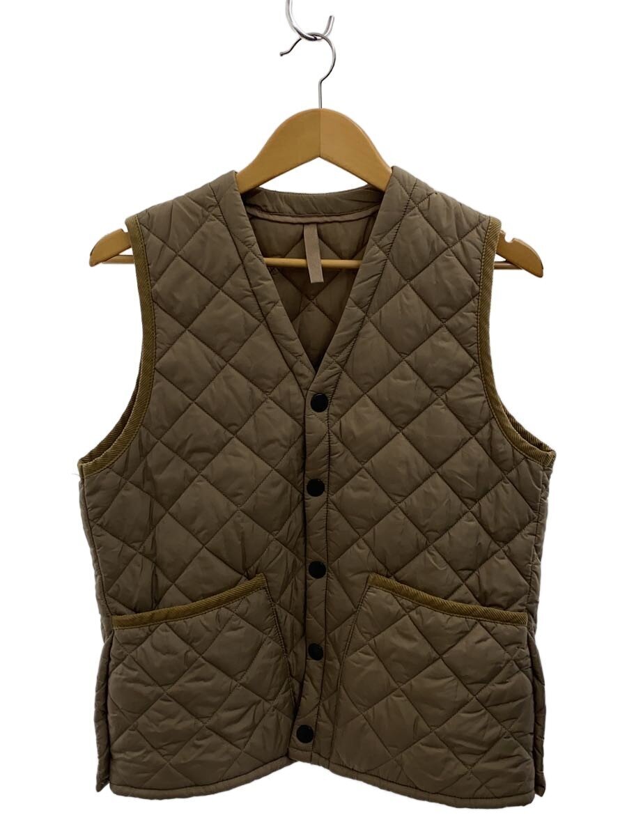 Barbour◆キルティングベスト/36/ナイロン/BEG/無地/1802191_画像1