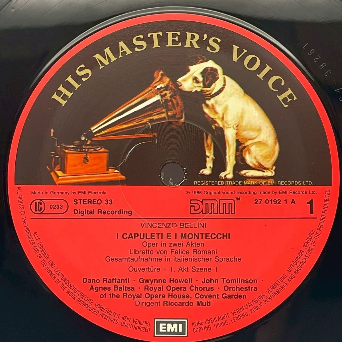 独盤HMV（EMI） 27 0192 3/ベルリーニ：歌劇 カプレーティとモンテッキ（全曲 ）/アグネス・バルツァ/エディタ・グロべローヴァ /2LP/H129_画像6
