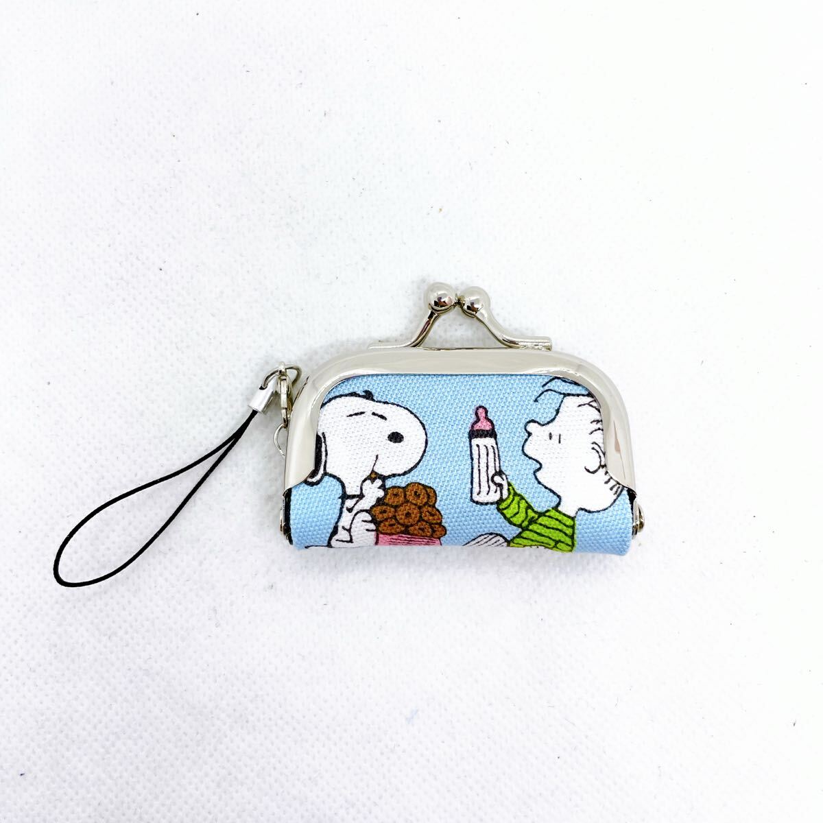 スヌーピー がま口 キーホルダー コインケース ストラップ付き ハンドメイド