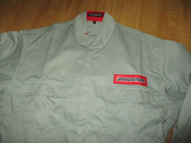 BS Bridgestone размер LL Vintage красный patch * Showa костюм для гонок способ * работа комбинезон не использовался неиспользуемый товар старый машина Bridgestone 