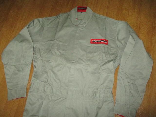 BS Bridgestone размер LL Vintage красный patch * Showa костюм для гонок способ * работа комбинезон не использовался неиспользуемый товар старый машина Bridgestone 