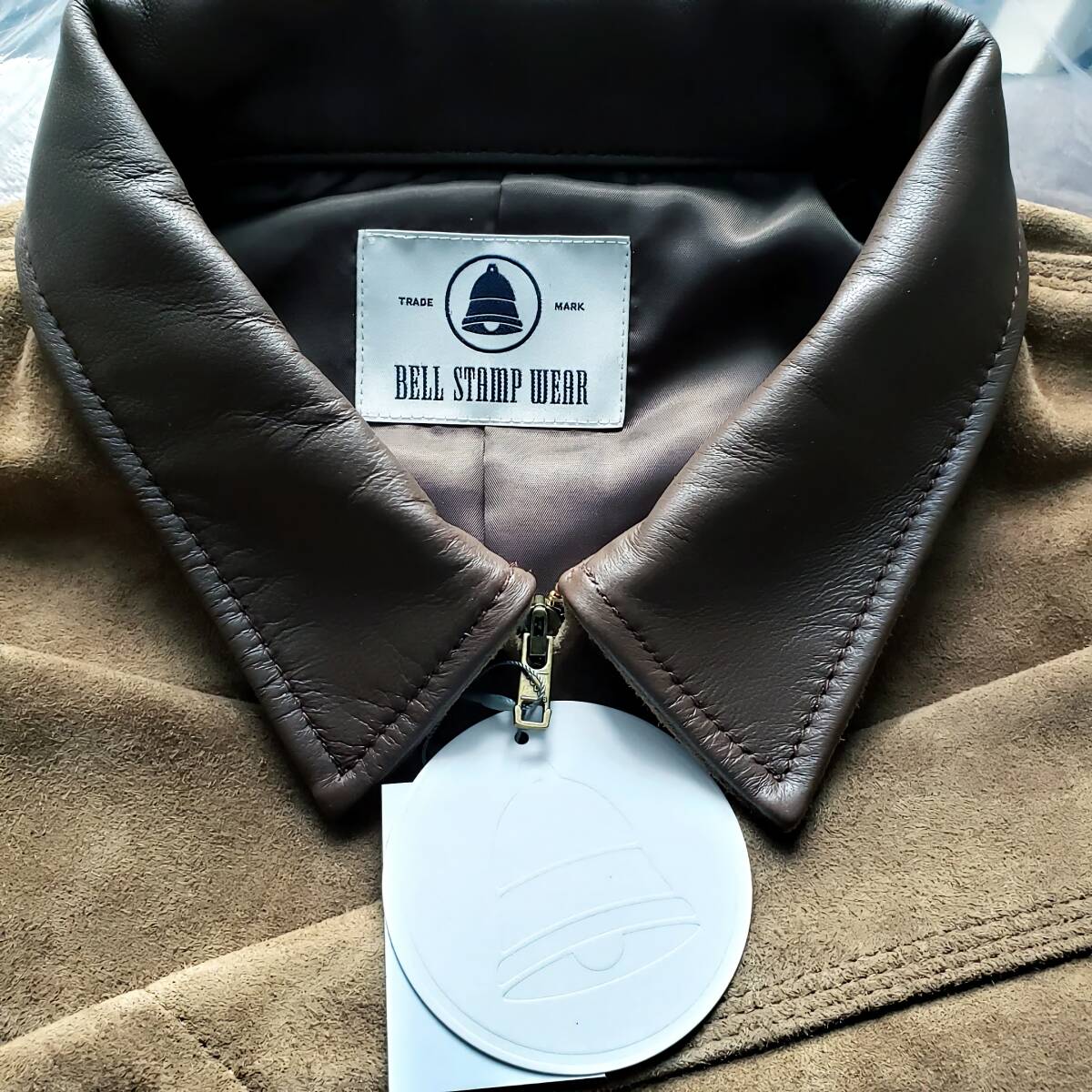 BELL STAMP WEAR CAR LOVE JAM BROWN L ベルスタンプウェア やぎ革 本革 GOAT LEATHER Suede スエード レザー ジャケット 革ジャン_画像9