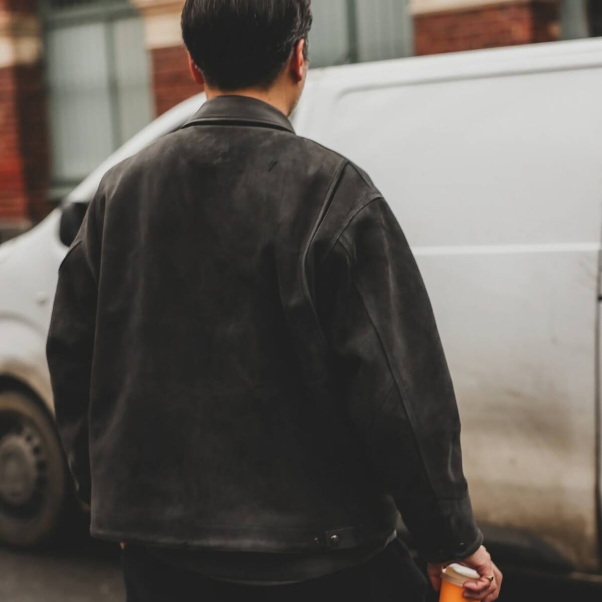 BELL STAMP WEAR CAR LOVE JAM CHARCOAL L ベルスタンプウェア やぎ革 本革 GOAT LEATHER Suede スエード レザー ジャケット 革ジャン_画像5