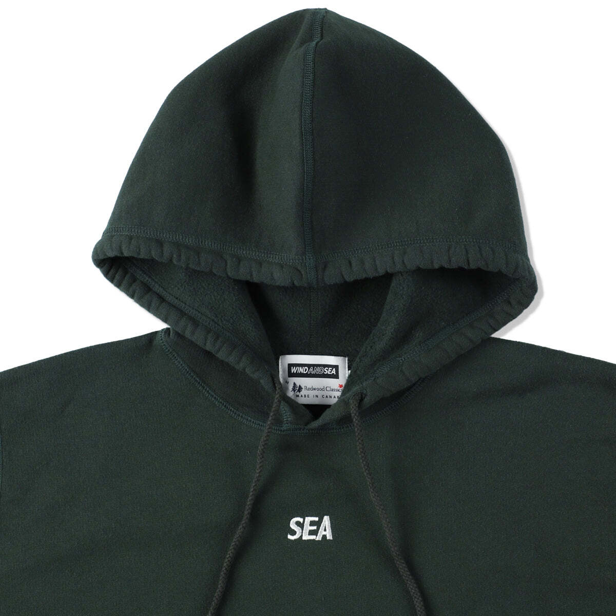 WIND AND SEA RED WOOD CLASSICS WDS DELUXE HOODIE GREEN XL ウィンダンシー カナダ製 MADE IN CANADA ヘビーウェイト 裏起毛 パーカ_画像5