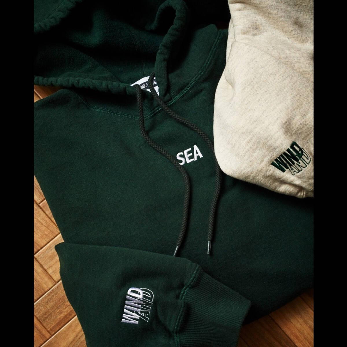 WIND AND SEA RED WOOD CLASSICS WDS DELUXE HOODIE GREEN XL ウィンダンシー カナダ製 MADE IN CANADA ヘビーウェイト 裏起毛 パーカ_画像2