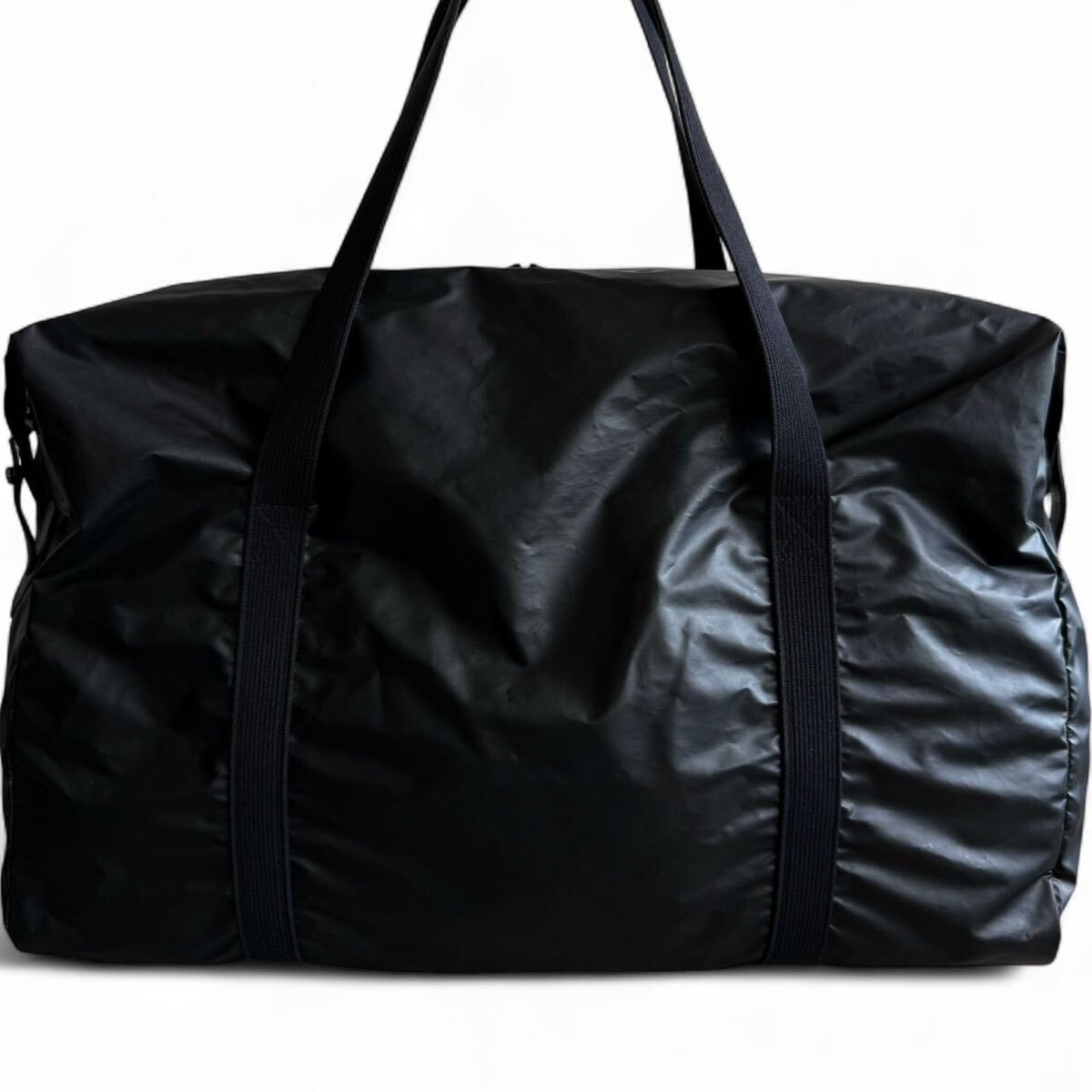 極美品/大容量●HUNTING WORLD ハンティングワールド ボストンバッグ ビジネス バチュークロス ナイロン レザー メンズ 出張 ブラック 黒