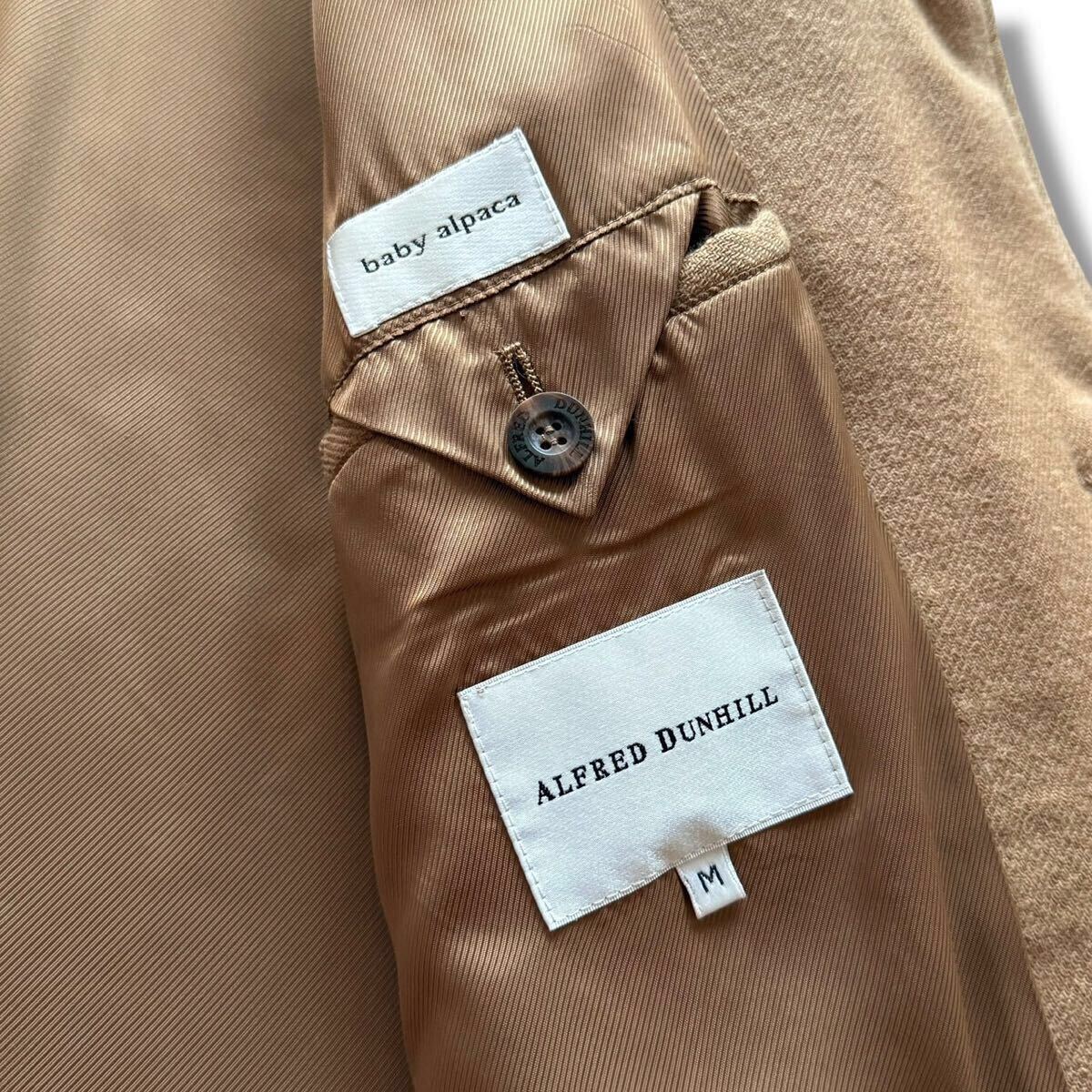 一生モノ!!定価20萬 最高級ベビーアルパカ100%！アルフレッド ダンヒル スタンドカラーコート ジャケット キャメル M 伊制 ALFRED DUNHILL