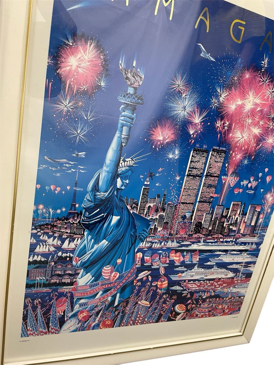 1円~ ヒロ・ヤマガタ『HAPPY BIRTHDAY LIBERTY 1986』額入りポスター・- テーマ:自由の女神と花火、祝祭的な雰囲気_画像5