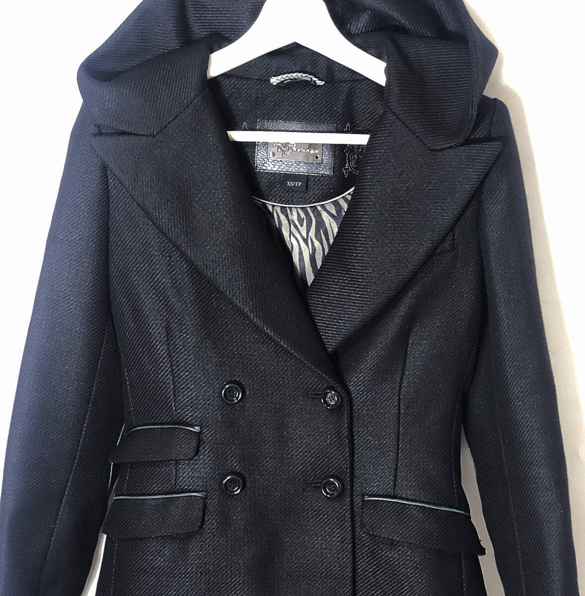 高級/希少/美品■Mackage/マッカージュ カナダ製 フード あったか ウールコート■スタイリッシュ セレブ愛用 マドンナ■XS/黒■_画像3