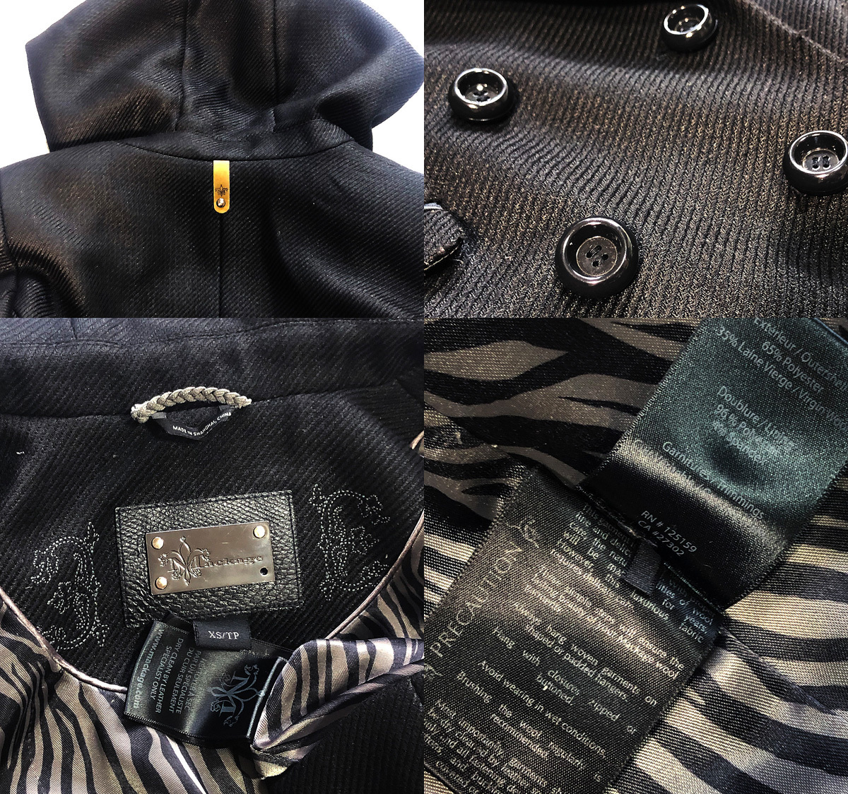 高級/希少/美品■Mackage/マッカージュ カナダ製 フード あったか ウールコート■スタイリッシュ セレブ愛用 マドンナ■XS/黒■_画像10