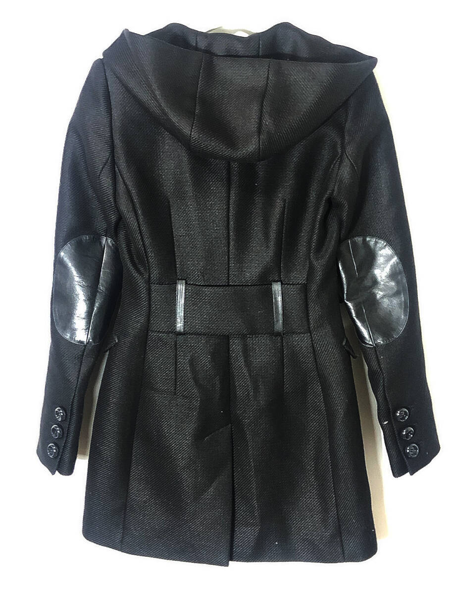 高級/希少/美品■Mackage/マッカージュ カナダ製 フード あったか ウールコート■スタイリッシュ セレブ愛用 マドンナ■XS/黒■_画像4