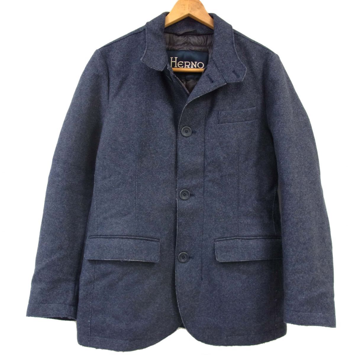 美品◆HERNO ヘルノ IN-TECH 機能素材 中綿入り ウールコート ジャケット メンズ 秋冬物_画像1