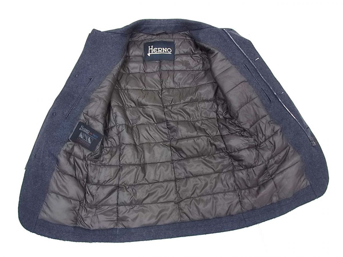 美品◆HERNO ヘルノ IN-TECH 機能素材 中綿入り ウールコート ジャケット メンズ 秋冬物_画像3