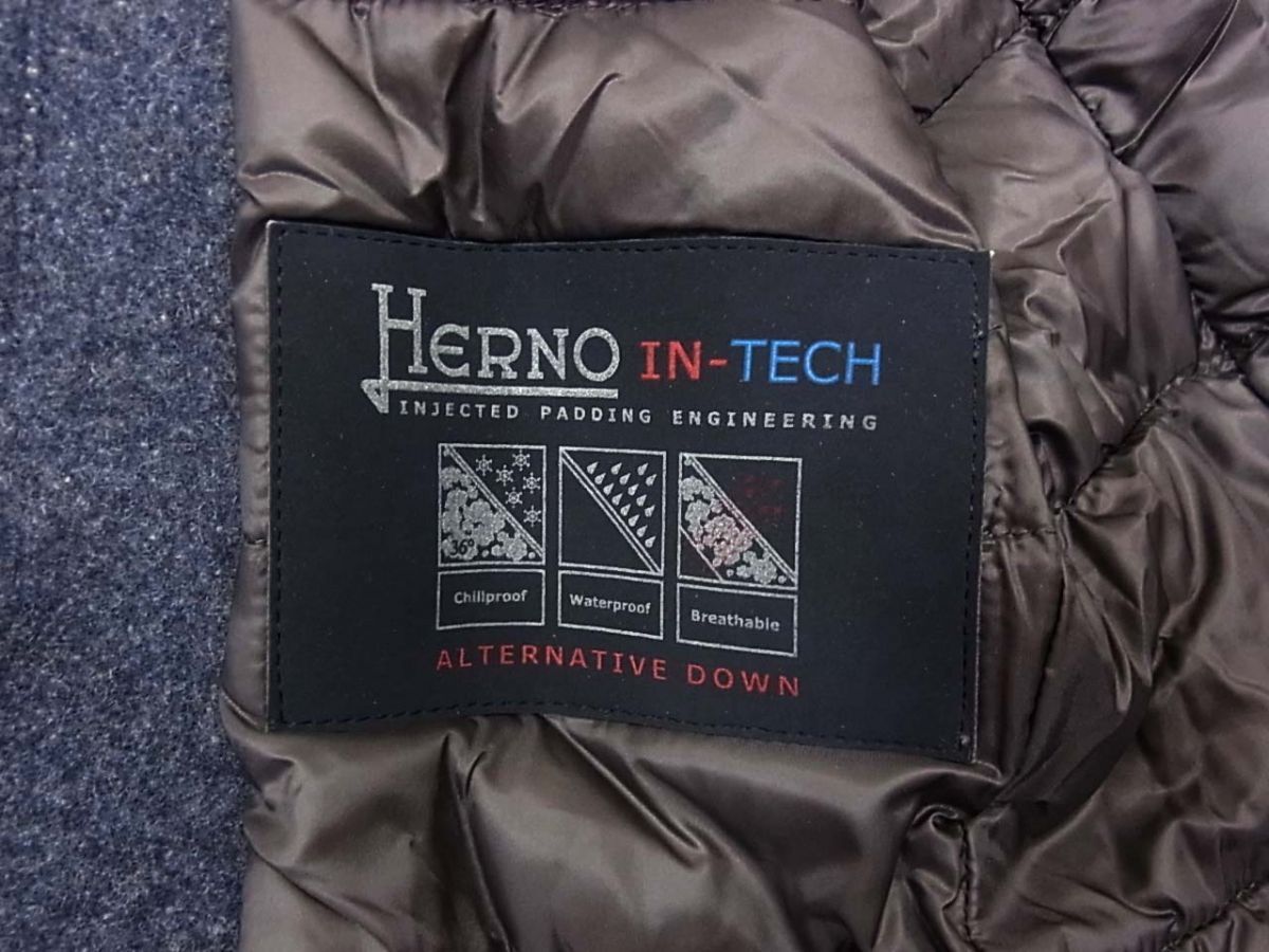 美品◆HERNO ヘルノ IN-TECH 機能素材 中綿入り ウールコート ジャケット メンズ 秋冬物_画像8