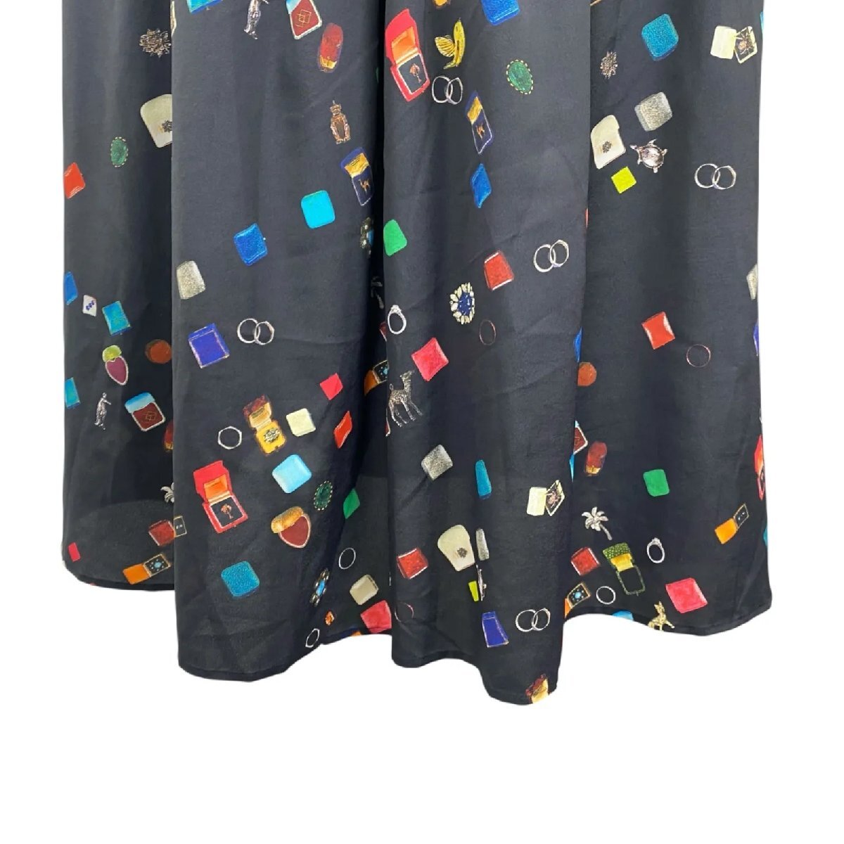 ポールスミス Paul Smith スカート ロング フレア ジュエリー柄 ブラック 38、M、9號(hào) レディース S5T482