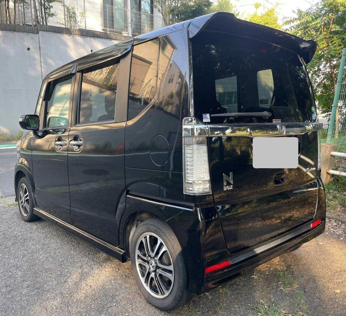 【1円売切 車検付】N-BOX カスタム G SSパッケージ 両側(cè)パワスラD HID 車中泊 地デジナビ 純正アルミ 人気の黒　買い物　通勤　普段の足に