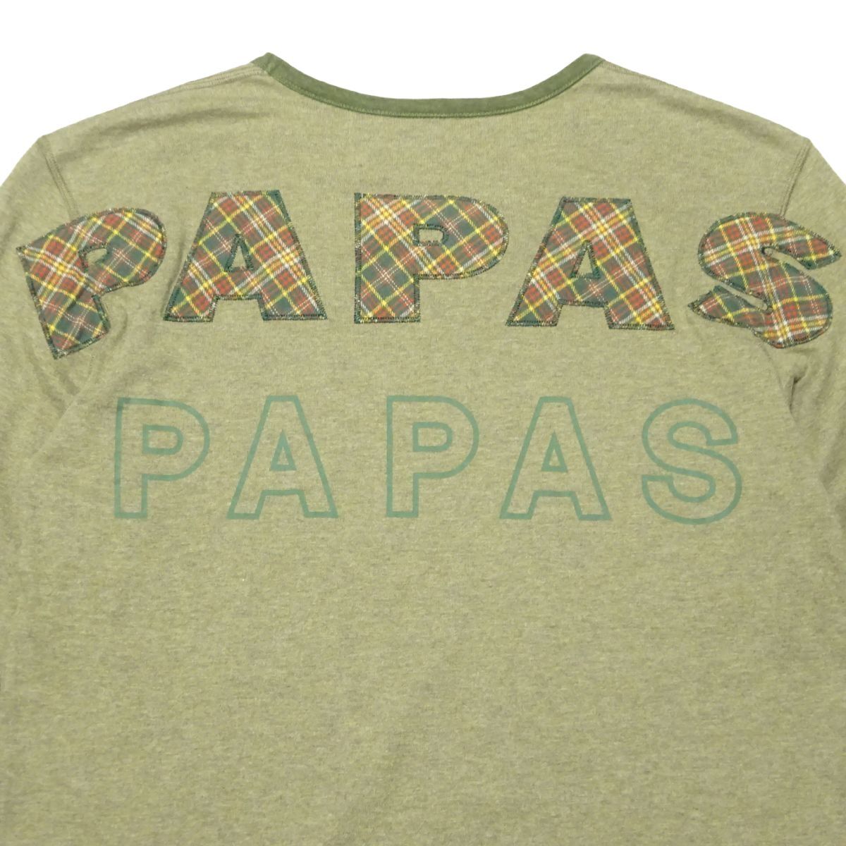 ★Papas★ロゴワッペン付きロングスリーブシャツS/46パパスロンTシャツ長袖シャツカットソーメンズ秋物百貨店ブランド_画像1