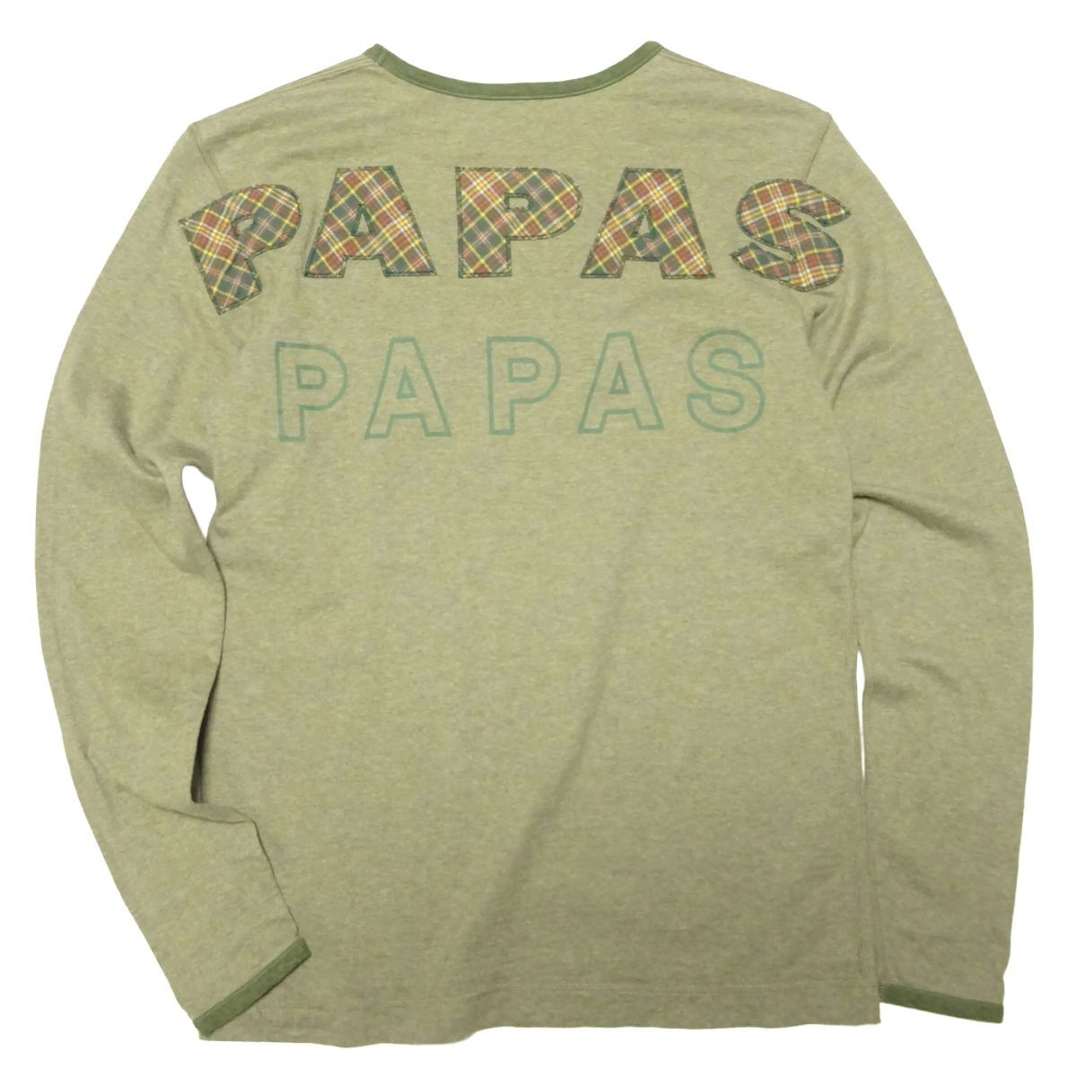 ★Papas★ロゴワッペン付きロングスリーブシャツS/46パパスロンTシャツ長袖シャツカットソーメンズ秋物百貨店ブランド_画像2